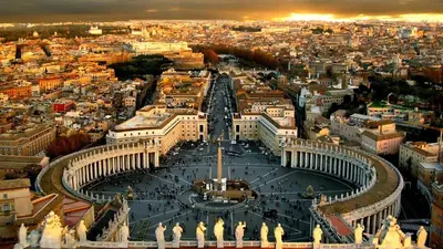 an aerial view of the city of paris at sunset at A casa di Ale e Lalla in Rome