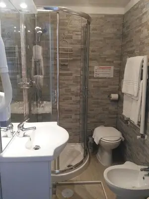 a bathroom with a shower and a sink and a toilet at Bed & Breakfast Agli Horti Sallustiani in Rome