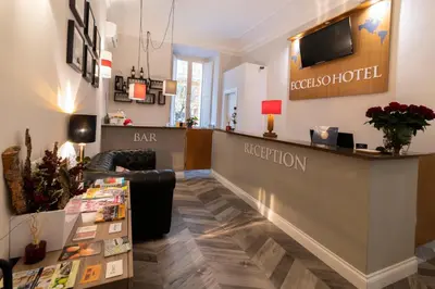 a reception area of a barber shop at Eccelso Hotel in Rome