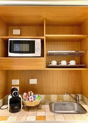a kitchen with a sink and a microwave at Tito Suite Guest House in Rome