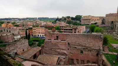 an aerial view of a city with buildings at Foro Romano Apartments B in Rome
