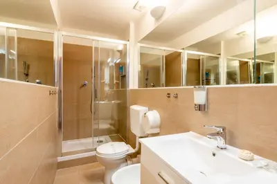 a bathroom with a toilet and a shower and a sink at CLAVDIA Flat in Rome