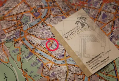a map with a pin on top of it at Residence Regola in Rome