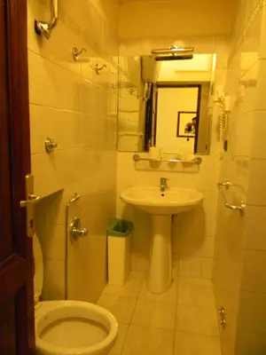 a bathroom with a toilet and a sink at Hotel Primavera in Rome