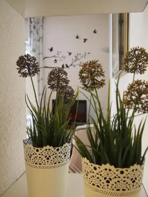 two vases with plants in them sitting on a table at Holiday in Rome in Rome