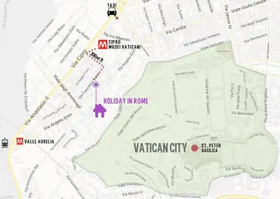 a map of the vattenfall trail and its vicinity at Holiday in Rome in Rome