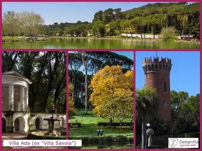 a collage of photos of a castle and a lake at La Design.aTA Experience Bed & Breakfast in Rome