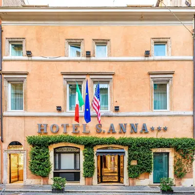 a hotel sigma with two flags in front of it at Hotel S. Anna in Rome