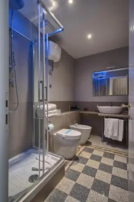 a bathroom with a shower and a toilet and a sink at The Pope's Window in Rome