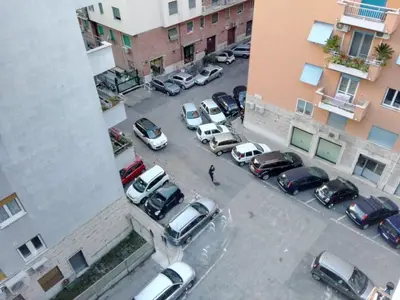 an aerial view of a parking lot with cars at La Canterina al Vaticano in Rome