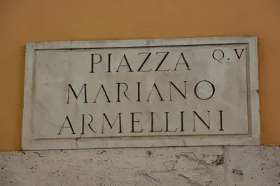 a sign that says piazza mariana antimemia on a wall at Comfort Rooms Piazza Mariano Armellini in Rome