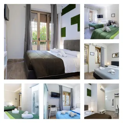 a collage of four pictures of a bedroom at Comfort Rooms Piazza Mariano Armellini in Rome