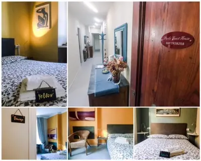 a collage of pictures of a bedroom with a bed and a room with at Paola Guest House in Rome