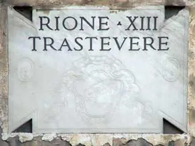 a sign that says rome and xiv traffenerate at LOST&FOUND in Trastevere in Rome