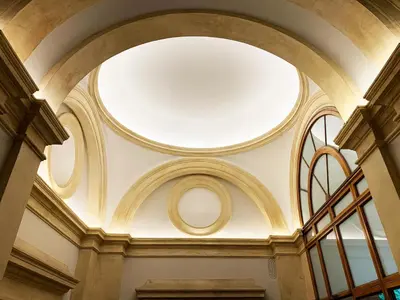 a vaulted ceiling with a skylight in a building at Casa Terrazza Colosseo in Rome