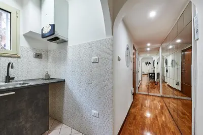 a bathroom with a shower and a sink at Art House Centro Storico Apartment in Rome