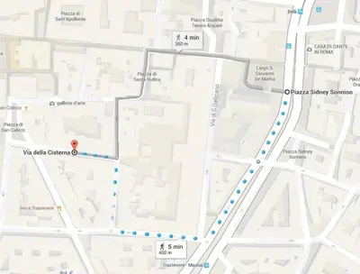 a map of the city of chicago with a red dot at New studio a Trastevere in Rome