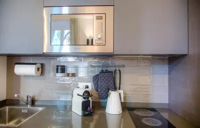 a kitchen with a sink and a microwave at App Beccaria Apartments in Rome in Rome