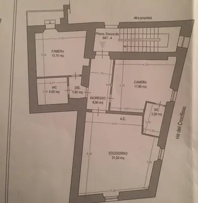 a drawing of a floor plan of a building at San Peter Apartment - your home in the heart of Rome in Rome