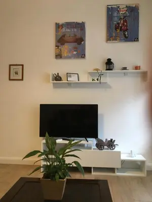 a living room with a flat screen tv on the wall at GLI ARANCI Apartment in Rome