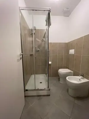 a bathroom with a shower and a toilet at Luciano Licia Guest House in Rome