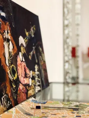 a painting sitting on top of a table at Spagna Gregoriana 46 in Rome
