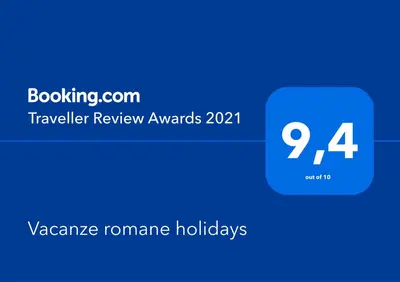 a blue box with the text travel trailer review awards at Vacanze romane holidays in Rome