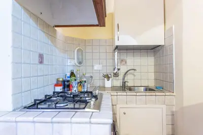 a kitchen with a stove and a sink at Sunny Home in Rome