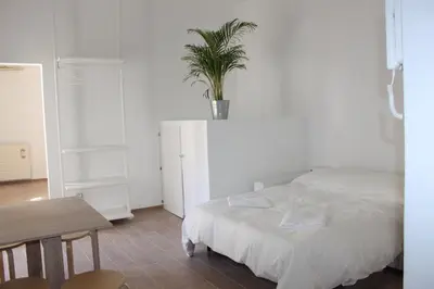 a bedroom with a bed and a potted plant at Santa Maria Suites in Rome