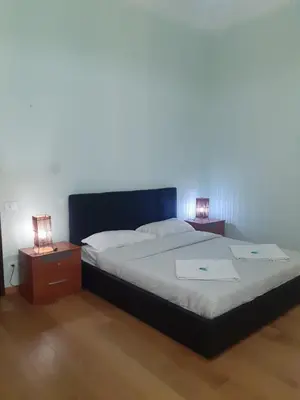 a bedroom with a large bed and two night stands at R.T. HOUSE'S in Rome