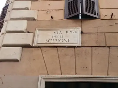 a street sign on the side of a building at Residenza Scipioni Luxury B&B in Rome