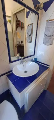 a bathroom with a sink and a mirror and a toilet at Saint Peter s roof in Rome