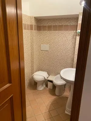 a bathroom with a toilet and a sink at mini Apartment in Rome