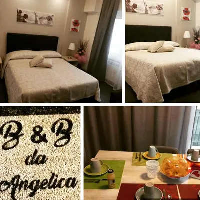a collage of three pictures of a bedroom with two beds at Da Angelica in Rome