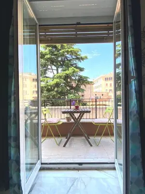a view from a window of a patio with a table at Bed and Breakfast Zoe holiday in Rome