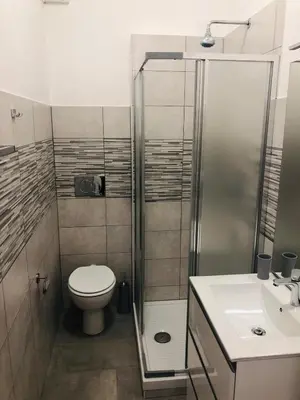 a bathroom with a toilet and a shower and a sink at Vatican Sofia house in Rome