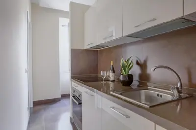 a kitchen with a sink and a counter top at Colosseo Gardens - My Extra Home in Rome