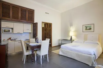 aoyer with a staircase with potted plants and a window at Aldrovandi Residence City Suites in Rome
