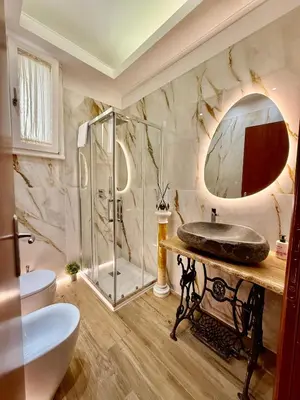 a bathroom with a sink and a shower at Colosseo Room in Rome
