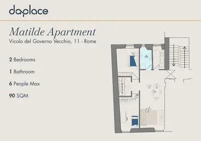 a floor plan of the mandela apartment at Daplace - Matilde Apartment in Rome