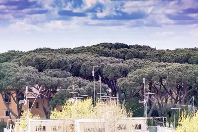 a view of a mountain with trees and a building at *****AmoRhome***** New Luxury apartment in the heart of Rome in Rome
