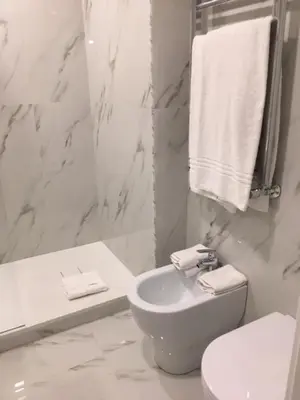 a white bathroom with a toilet and a sink at Affreschi a San Pietro in Rome