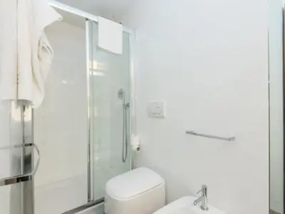 a white bathroom with a toilet and a shower at Spagna Sistina 143 in Rome