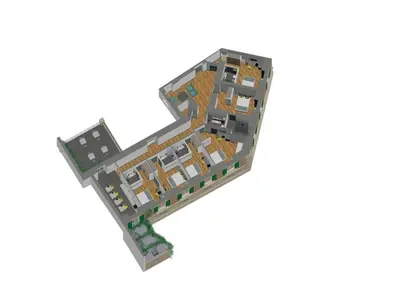 a rendering of a house plan at Domus Alberico in Rome