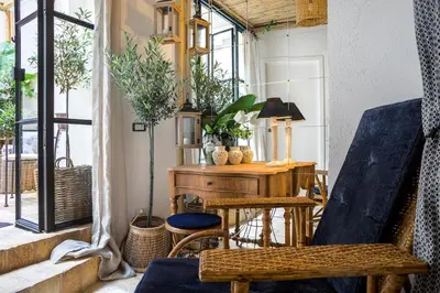 a room with a table and a chair and a desk at Trastevere Gem Cozy Light-filled Retreat in Rome