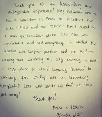 a letter from a friend to her husband at Panoramic Trevi Fountain View Luxury Apt in Rome