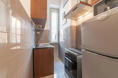 a small kitchen with a sink and a dishwasher at GuestHost - Borgo Pio Elegant Apartment! in Rome
