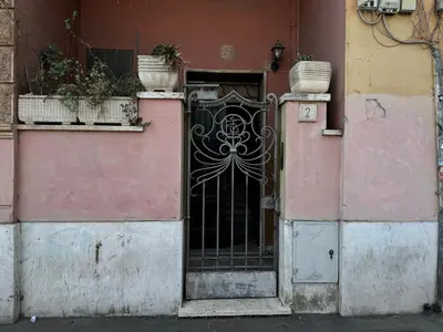 a door to a building with potted plants on it at LUMINOSA VISTA PIRAMIDE in Rome