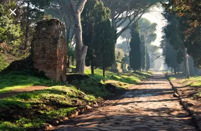 a cobblestone road in a park with trees at Uso Turistico vicino San Giovanni in Rome