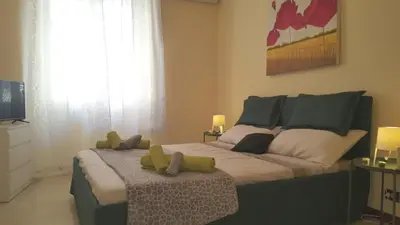 a bedroom with a large bed and a television at Uso Turistico vicino San Giovanni in Rome